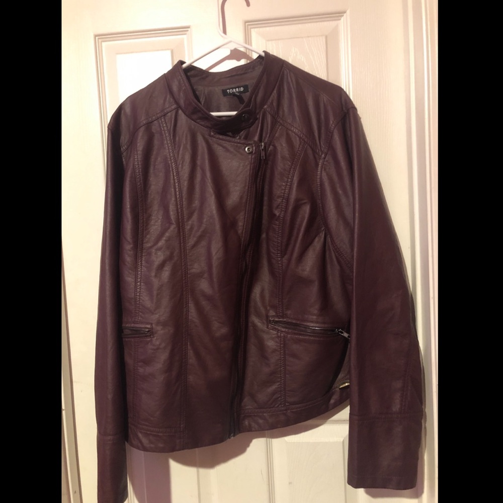 Burgundy Faux Leather Jacket